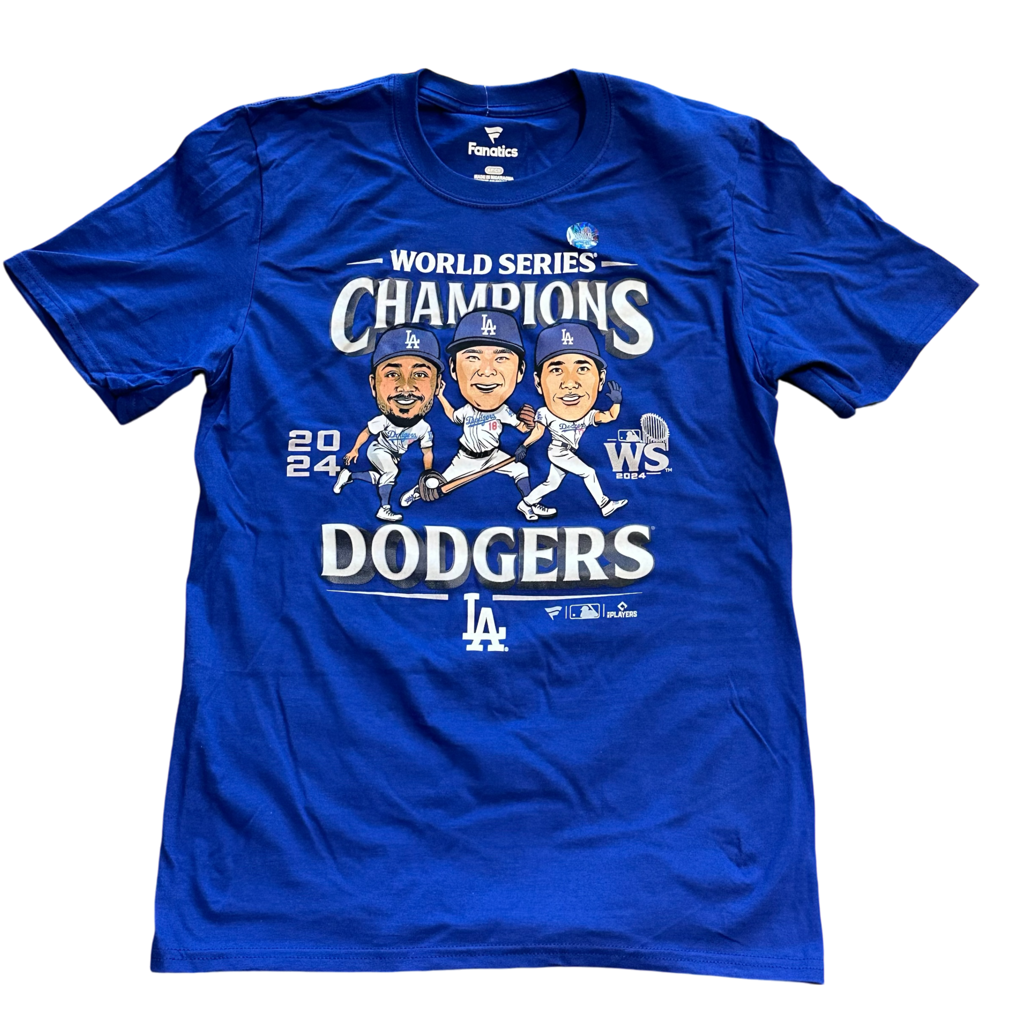 Los Angeles Dodgers Fanatics Royal 2024 World Series Champions Caricature Shirt