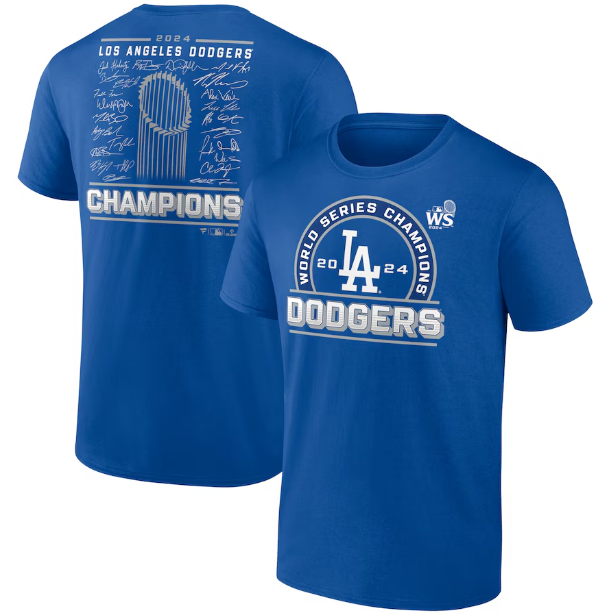 Los Angeles Dodgers Fanatics Royal 2024 World Series Champions Signature Roster T-Shirt - Medium