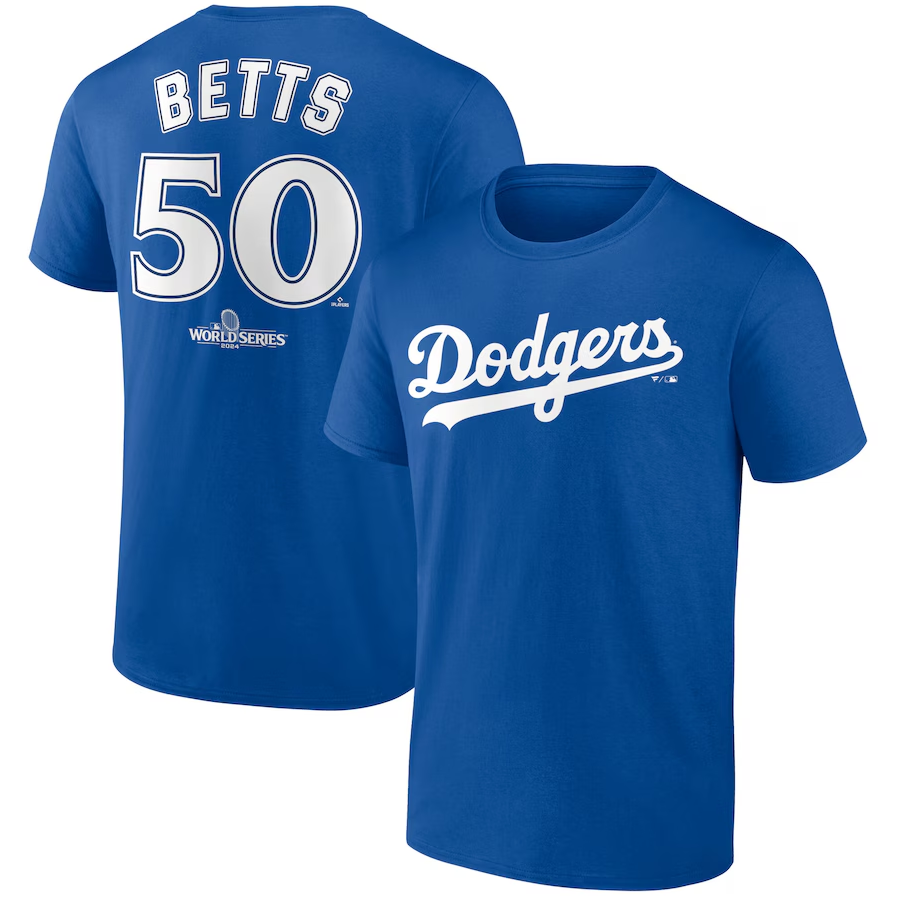 Mookie Betts Los Angeles Dodgers 2024 World Series Push Limits Name & Number T-Shirt - Royal