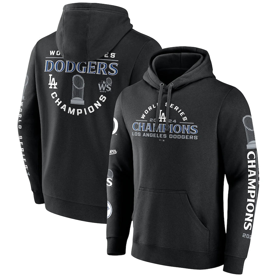 Los Angeles Dodgers Fanatics 2024 World Series Champions Logos Pullover Hoodie - Black