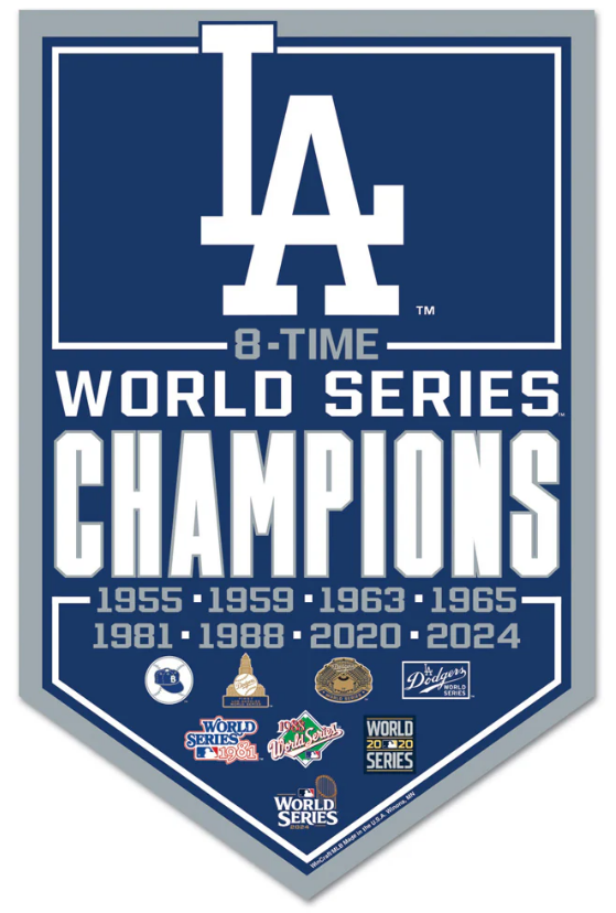 Los Angeles Dodgers WinCraft 8-Time Champions 11” x 17” Wood Sign