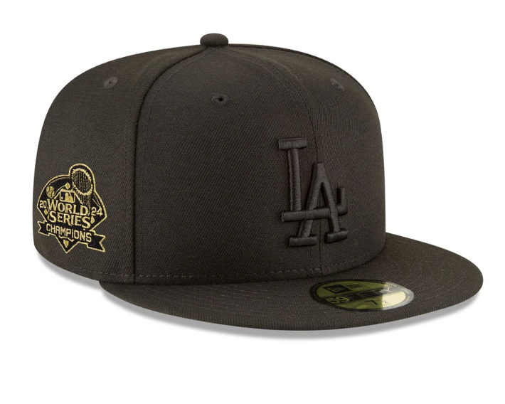 Los Angeles Dodgers 2024 World Series Champions Black on Black 59FIFTY Fitted Hat ***