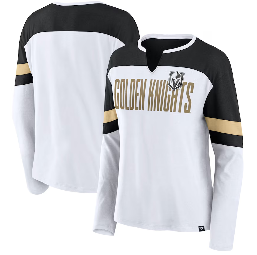 Vegas Golden Knights Fanatics Women's Frozen Long Sleeve Notch Neck T-Shirt - White