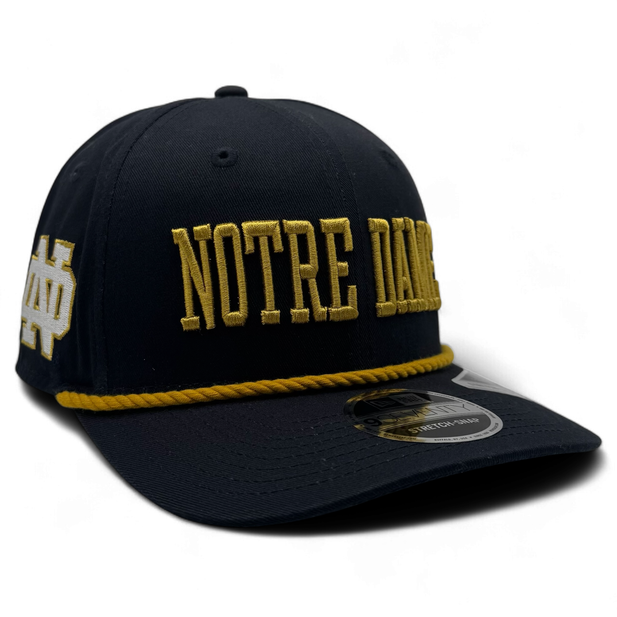 Notre Dame Wordmark New Era 9SEVENTY Stretch-Snap Hat - Navy